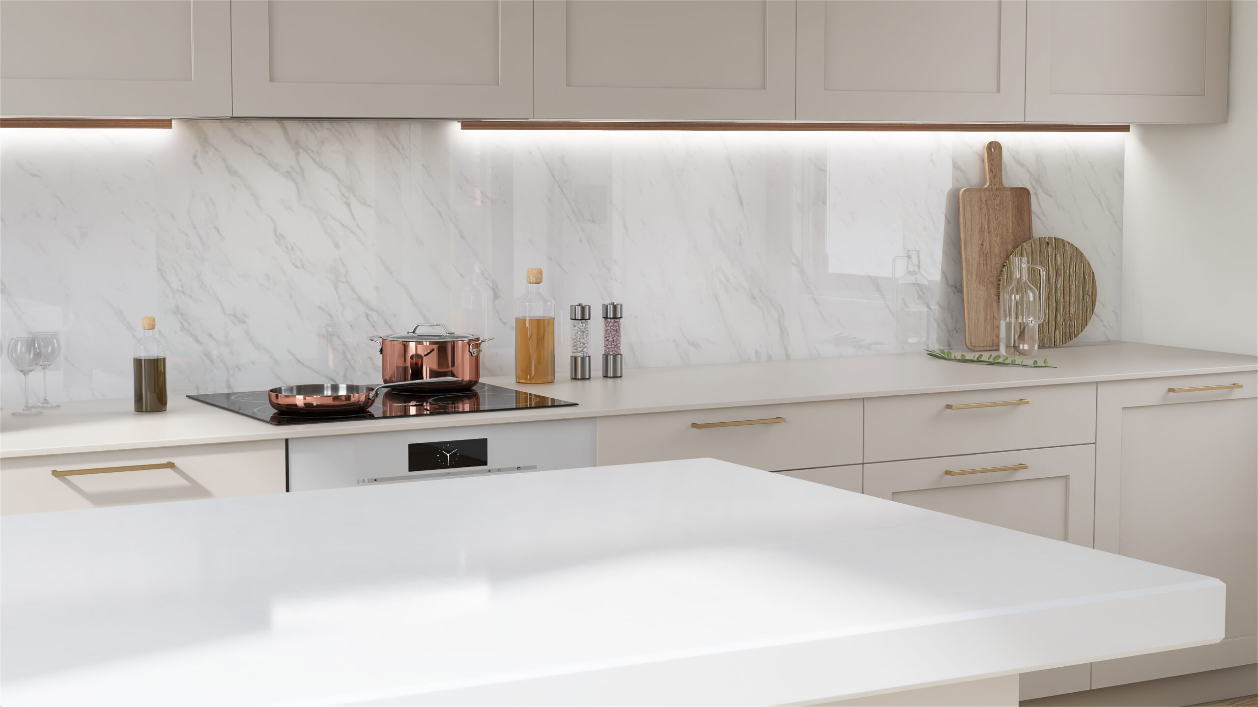 Beautiful,3d,Rendering,Of,A,Modern,Kitchen,With,White,Granite